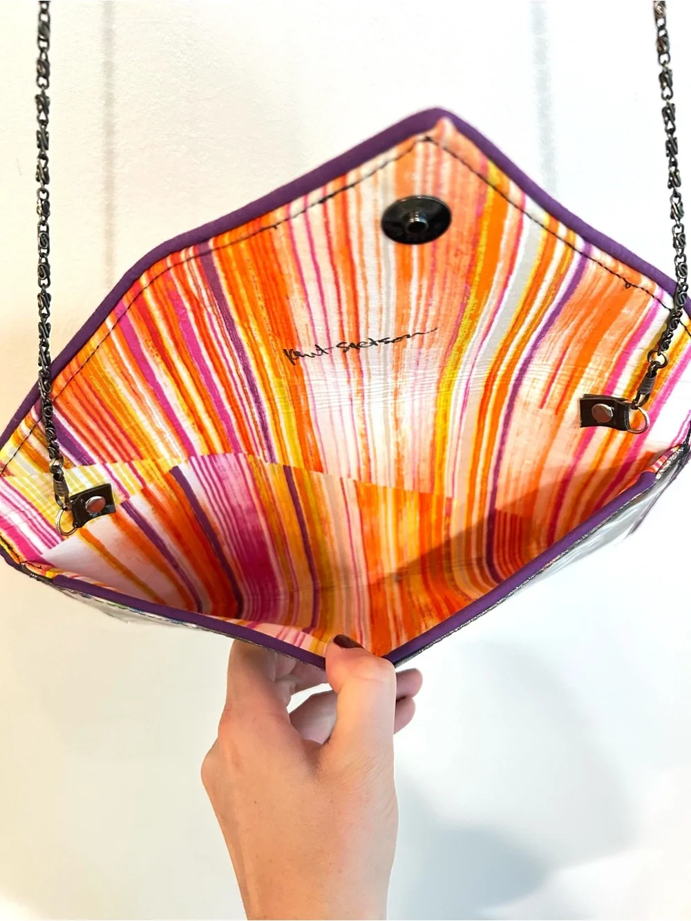 Pink Donut-Accent Envelope Clutch Wristlet